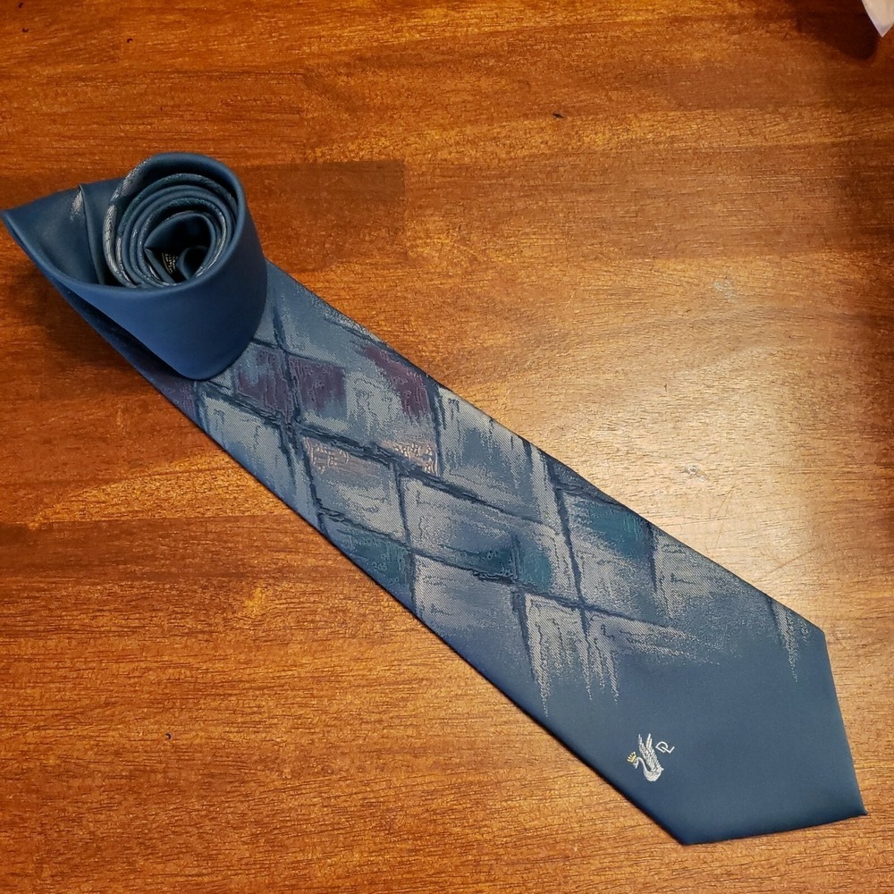 Don Loper Beverly Hills Designer Men's Neck Tie Blue Silver Pink Career USA Made